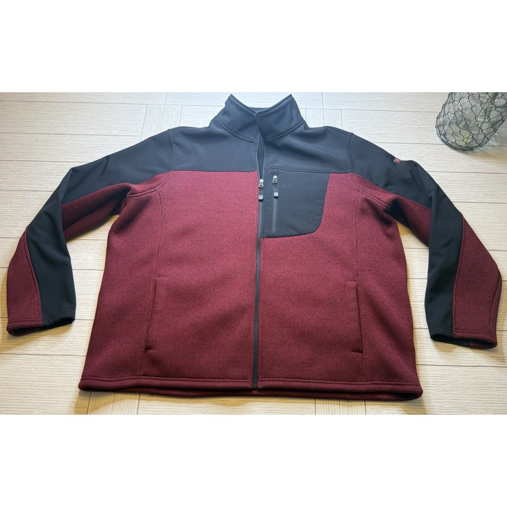 Swiss Tech Red & Black Full‎ Zip Water Resistant Sweater Fleece Jacket Mens 2XL